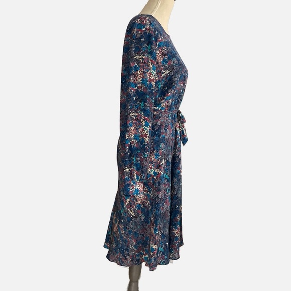 Liberty Art Fabrics Silk Dress Abstract Watercolour Print Size 12 Long Sleeve - Picture 7 of 10